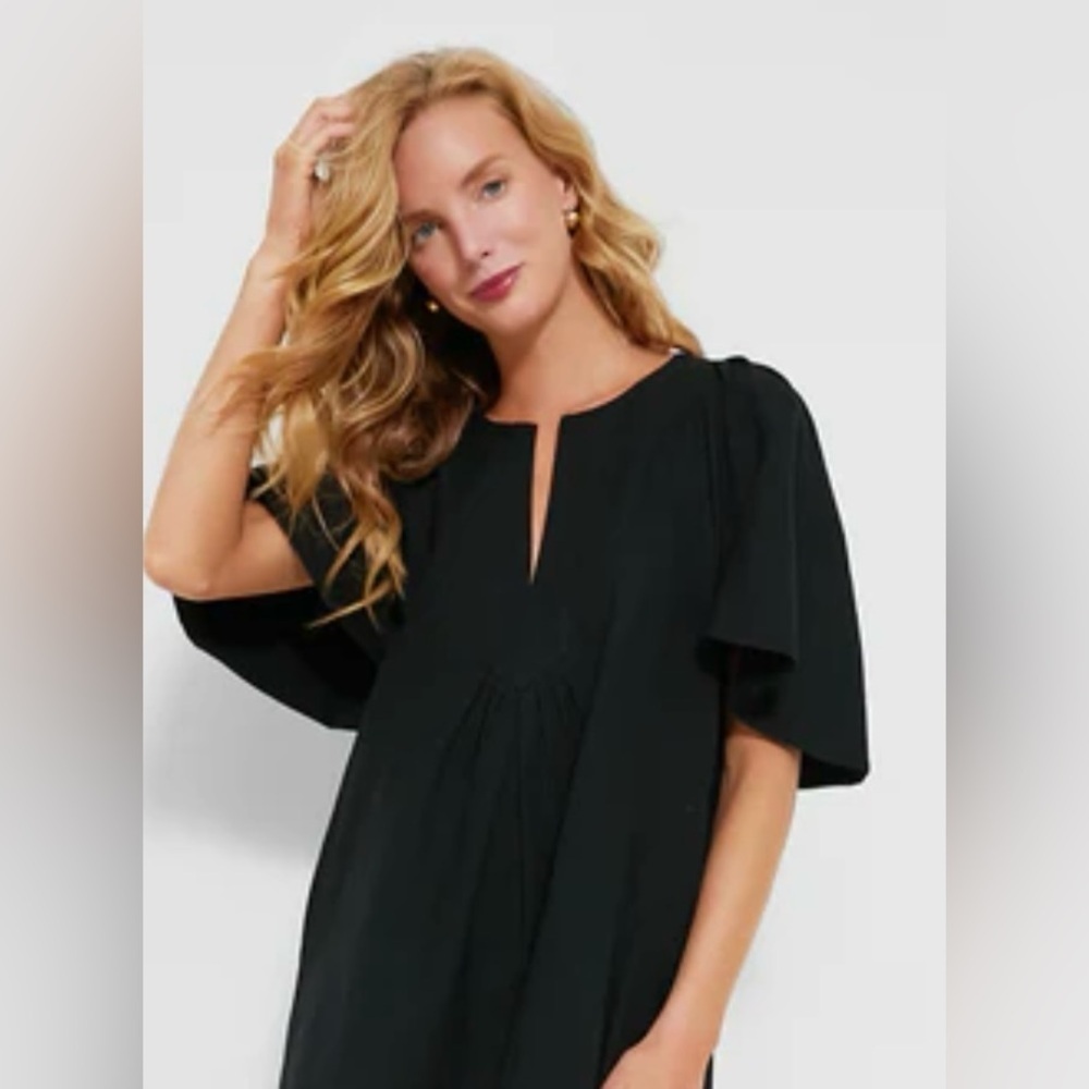 New! Tuckernuck Pomander Place Finley Flutter Sleeve Black Mini Dress 🖤 Medium - Picture 7 of 8
